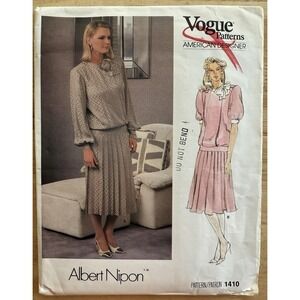Vogue American Designer Original Albert Nipon Pattern 1410 Misses' Dress Size 10